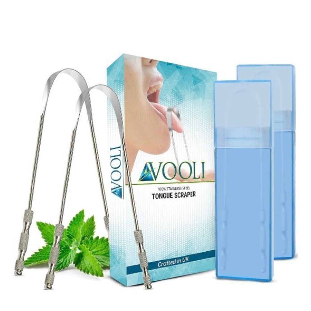 Metal Tongue Scraper with Case, Pack of 2